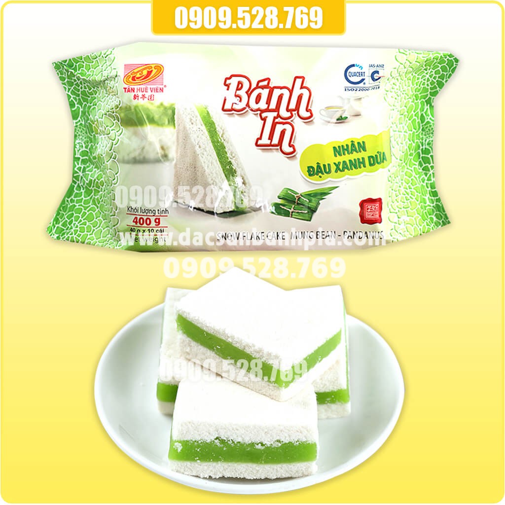 Bánh in 10 miếng đậu xanh lá dứa - Đặc sản bánh Pía